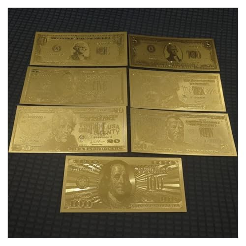 Aqxyvfr nrhnrhh 7/8/36 Stück vergoldete US-Dollarscheine Goldfolien-Banknoten Gefälschte Papiergeld-Banknoten Basteln for Sammlung Wohnkultur(7pcs Style c) von Aqxyvfr