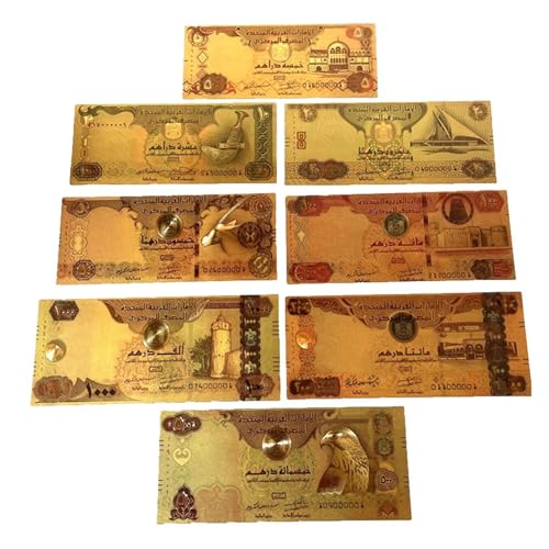 Aqxyvfr nrhnrhh 8 Stücke Vereinigte Arabische Emirate Saudi Papier Goldfolie Banknote Nicht-währung Sammlung von Aqxyvfr