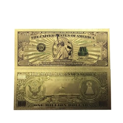 Aqxyvfr nrhnrhh Amerikanische Goldbanknote 10 Dollar Bunte Goldbanknote 24 Karat 999,9 Weltpapiergeld for Sammlung und Geschäftsgeschenk(1million) von Aqxyvfr