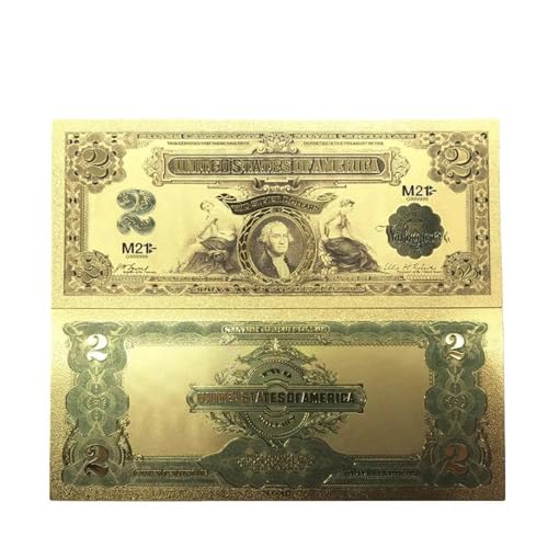 Aqxyvfr nrhnrhh Amerikanische Goldbanknote 10 Dollar Bunte Goldbanknote 24 Karat 999,9 Weltpapiergeld for Sammlung und Geschäftsgeschenk(2) von Aqxyvfr