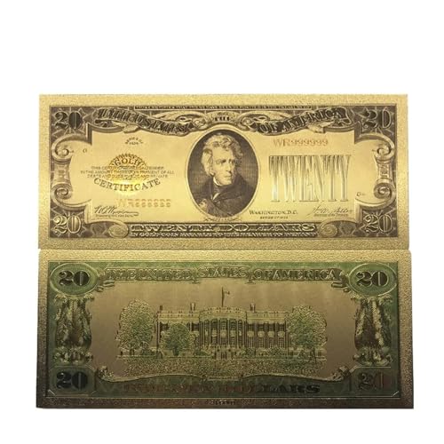 Aqxyvfr nrhnrhh Amerikanische Goldbanknote 10 Dollar Bunte Goldbanknote 24 Karat 999,9 Weltpapiergeld for Sammlung und Geschäftsgeschenk(20) von Aqxyvfr