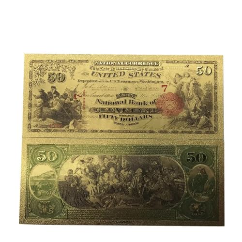 Aqxyvfr nrhnrhh Amerikanische Goldbanknote 10 Dollar Bunte Goldbanknote 24 Karat 999,9 Weltpapiergeld for Sammlung und Geschäftsgeschenk(50) von Aqxyvfr