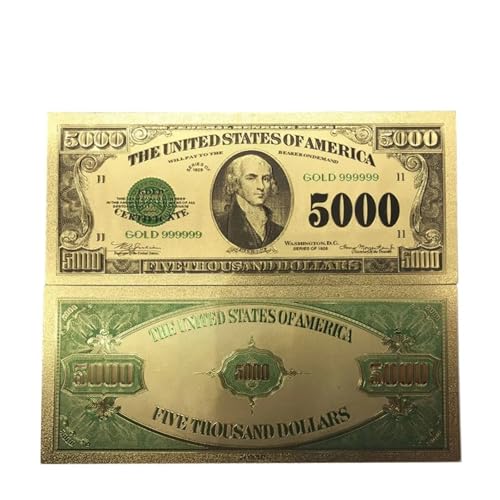 Aqxyvfr nrhnrhh Amerikanische Goldbanknote 10 Dollar Bunte Goldbanknote 24 Karat 999,9 Weltpapiergeld for Sammlung und Geschäftsgeschenk(5000) von Aqxyvfr