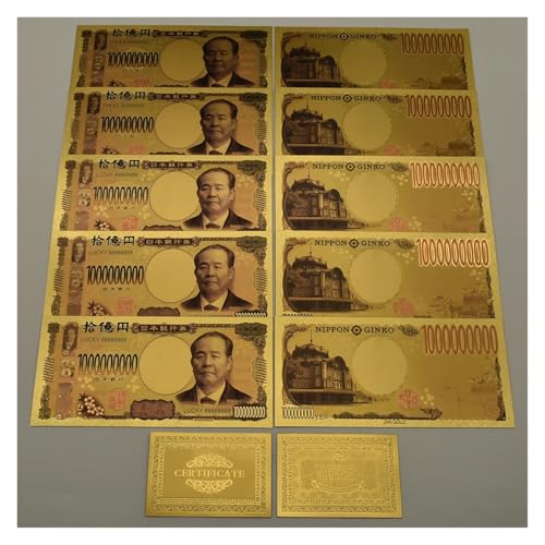 Aqxyvfr nrhnrhh Geld Goldfolie Banknoten 7 Arten Papiergeld Super Par Wert gefälschte Geld Sammlung Geschenk(10pcs set-04) von Aqxyvfr