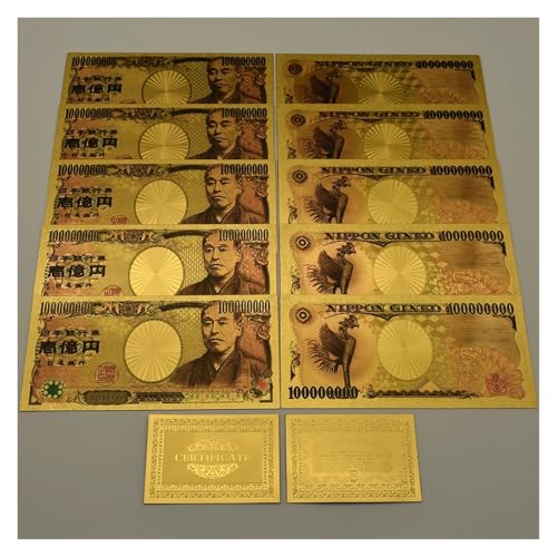 Aqxyvfr nrhnrhh Geld Goldfolie Banknoten 7 Arten Papiergeld Super Par Wert gefälschte Geld Sammlung Geschenk(10pcs set-07) von Aqxyvfr