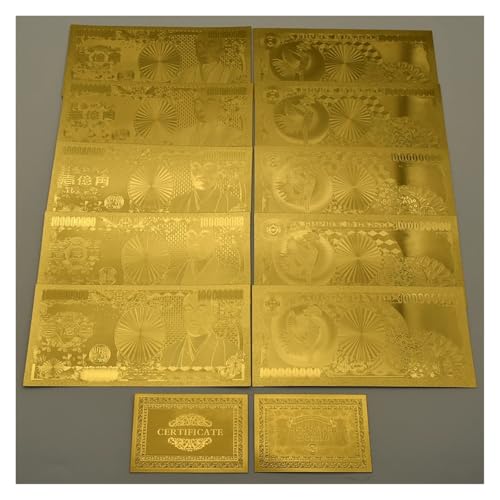 Aqxyvfr nrhnrhh Geld Goldfolie Banknoten 7 Arten Papiergeld Super Par Wert gefälschte Geld Sammlung Geschenk(10pcs set-08) von Aqxyvfr