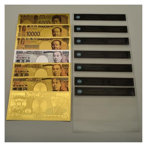 Aqxyvfr nrhnrhh Geld Goldfolie Banknoten 7 Arten Papiergeld Super Par Wert gefälschte Geld Sammlung Geschenk(7pcs Bag set-01) von Aqxyvfr