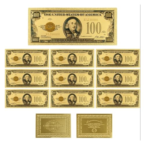 Aqxyvfr nrhnrhh Goldfolien-Banknoten 1-10000 Dollar Gedenknoten Gefälschte Banknoten aus Papier und Plastik 14 Stile USD-Scheine for die Heimdekoration(100) von Aqxyvfr