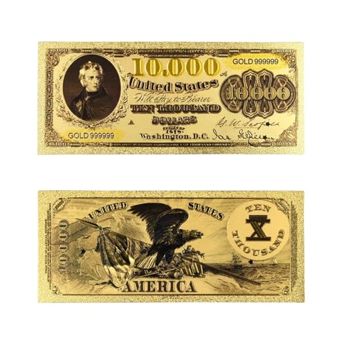 Aqxyvfr nrhnrhh Goldfolien-Banknoten 1-10000 Dollar Gedenknoten Gefälschte Banknoten aus Papier und Plastik 14 Stile USD-Scheine for die Heimdekoration(10000) von Aqxyvfr