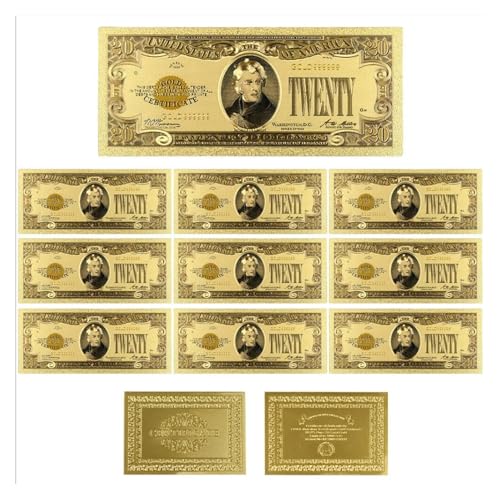 Aqxyvfr nrhnrhh Goldfolien-Banknoten 1-10000 Dollar Gedenknoten Gefälschte Banknoten aus Papier und Plastik 14 Stile USD-Scheine for die Heimdekoration(20) von Aqxyvfr