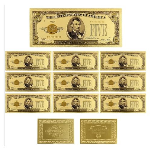 Aqxyvfr nrhnrhh Goldfolien-Banknoten 1-10000 Dollar Gedenknoten Gefälschte Banknoten aus Papier und Plastik 14 Stile USD-Scheine for die Heimdekoration(5 UK) von Aqxyvfr