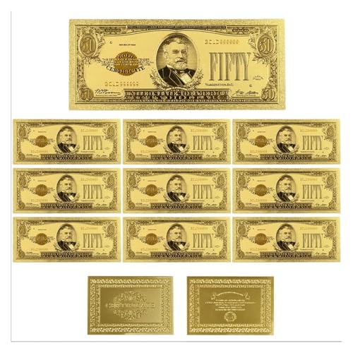 Aqxyvfr nrhnrhh Goldfolien-Banknoten 1-10000 Dollar Gedenknoten Gefälschte Banknoten aus Papier und Plastik 14 Stile USD-Scheine for die Heimdekoration(50) von Aqxyvfr