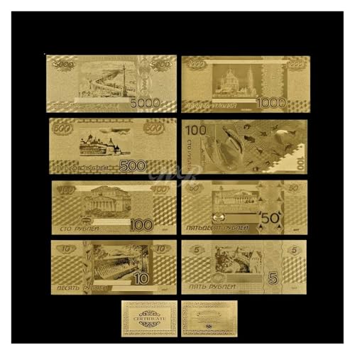 Aqxyvfr nrhnrhh Russia 8 Models Paper Money 5.10.50.100.500.1000.5000 Banknote Full Russian Set Gold Bank Note Pure Gold Foil von Aqxyvfr