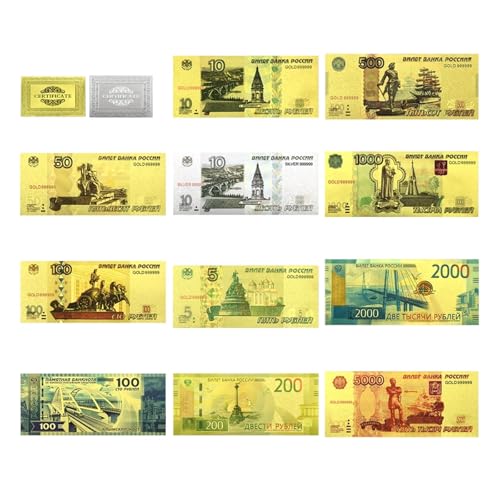 nrhnrhh 11 Teile/Satz Russland Gold Banknote Alle Arten von Russischen Rubel Papier Uncurrent Geld Hohe Qualität Handwerk Schöne Dekoration(Style3) von Aqxyvfr