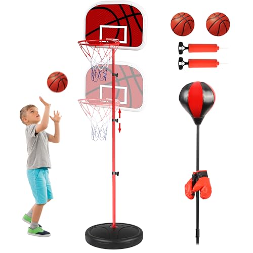 Aragallant 2-in-1 Basketballkorb & Boxsack für Kinder, Höhenverstellbare Basketballkorb mit 2 Bällen, Boxsack Spielzeug mit Boxhandschuhen, Kinderspielzeug Geschenke für Jungen ab 3 Jahren Aragallant 2-in-1 Basketballkorb & Boxsack für Kinder, Höhenverstellbare Basketballkorb mit 2 Bällen, Boxsack Spielzeug mit Boxhandschuhen, Kinderspielzeug Geschenke für Jungen ab 3 Jahren von Aragallant