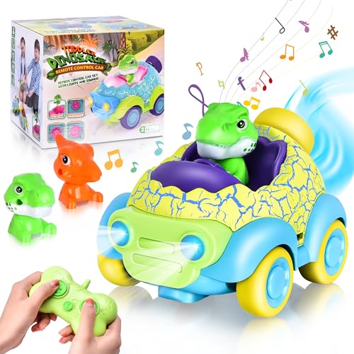 Aragallant Ferngesteuertes Auto ab 2 Jahre, Dinosaurier Spielzeug für Kleinkinder, RC Auto Dinosaurier mit Musik und Lichtern, Geburtstags und Weihnachten Geschenke für Kinder Jungen von Aragallant