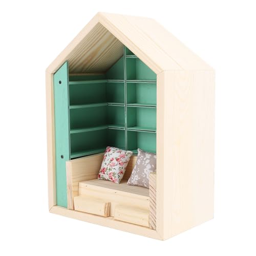 Bücherregal Zur Angstlinderung, Miniaturregal aus Holz, für Zimmer, Arbeitszimmer, Schreibtische, Wohnzimmer, Buchhandlungen von Aramox