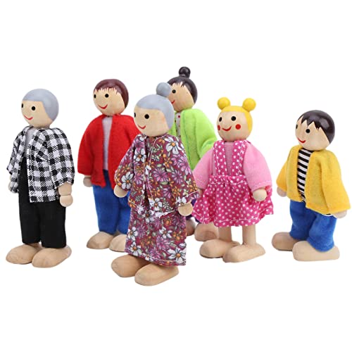 Familienpuppe Zahlen Miniaturen Spielzeug Set Educational Dollhouse Accessoire für Rollenspiele Spiele Kiefern Kiefer Material (6 japanische und koreanische Puppen) von Aramox