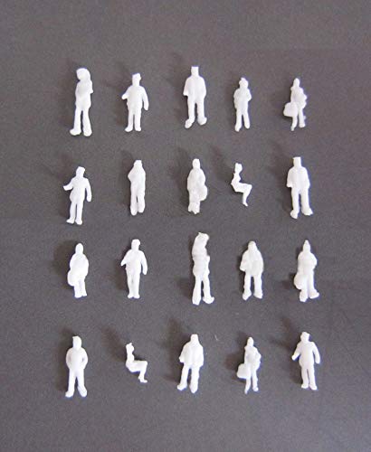 100 x Modell Figuren, weiß unbemalt, für Modellbau 1:300, Schmalspur von Archifreunde