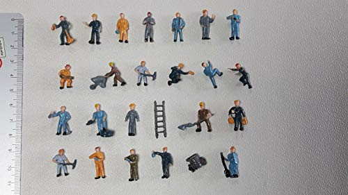 25 x Modelleisenbahn Arbeiter H0 Bauarbeiter Figuren 1:87 von Archifreunde