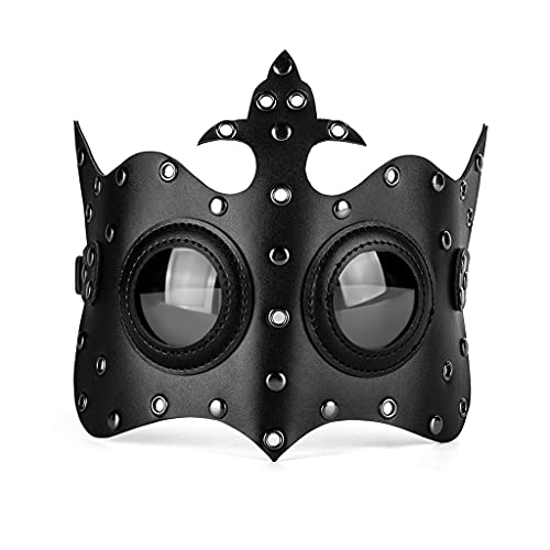 Arecobticy Yapailang Maskerade-Maske, Queenkrone, Leder, Steampunk-Augenmaske, Halloween-Maske, für Damen und Herren von Arecobticy