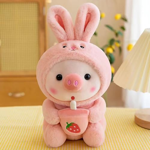 Argumub Pig Frog Cuddly Toy, Kuscheltier Schwein Frosch, Kawaii Frosch Kuscheltier, Tiger Kuscheltier, Plush Pig Milk Tea Soft Frosch Kuscheltier, Tiger Kuscheltier (25cm Rosa) von Argumub