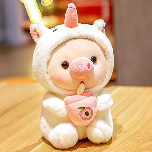 Argumub Pig Frog Cuddly Toy, Kuscheltier Schwein Frosch, Kawaii Frosch Kuscheltier, Tiger Kuscheltier, Plush Pig Milk Tea Soft Frosch Kuscheltier, Tiger Kuscheltier (25cm Weiß) von Argumub