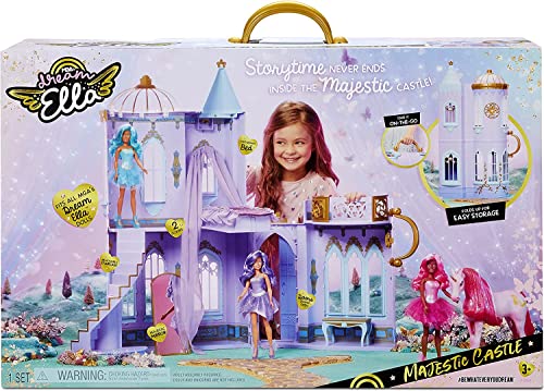 Dream Ella 578123EUC Spielset MGA's Majestic Castle-Tragbares Schloss Etagen-Für Zwei 29 cm große Modepuppen-mit funktionierenden Türen, Möbeln und Zubehör, für Kinder ab 3 Jahren, M von MGA Entertainment