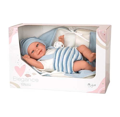 ARIAS Puppe mit Gewicht Elegance 35 cm Babyto blau gestreift mit Decke 60751 von Arias