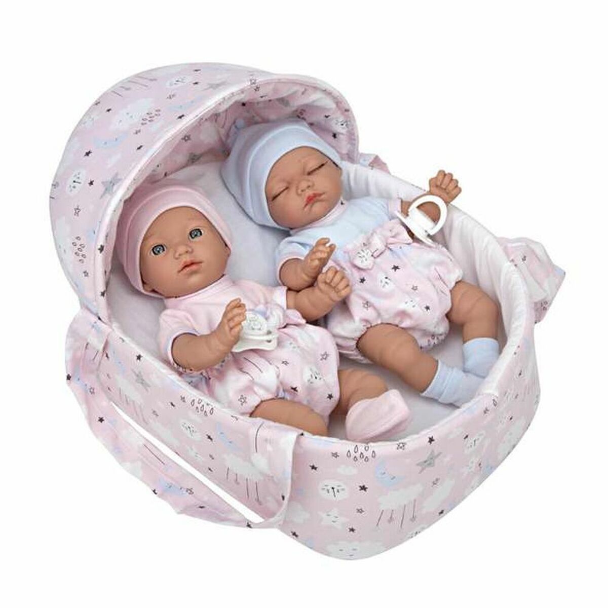 Babypuppe Arias Elegance Twins 28 cm Korb von Arias