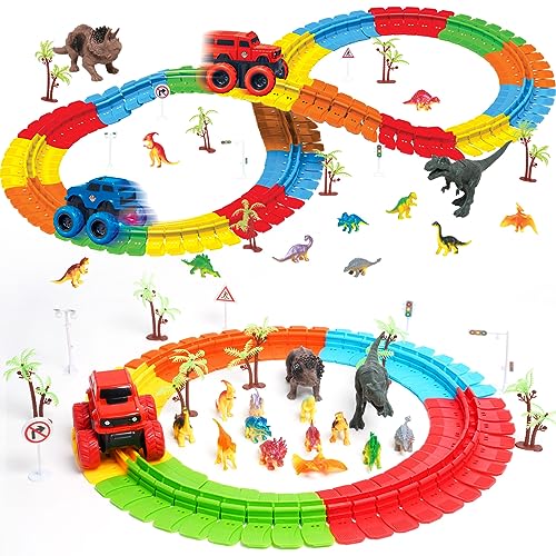 Ark miido Pista giocattolo per Bambini Autorennbahn Leuchtende Autorennbahn Rennbahn mit Auto Magic Track Auto Spielset Inklusive Tracks Rennbahn Racetrack Spielset für Kinder ab 3 Jahre alt von Ark miido