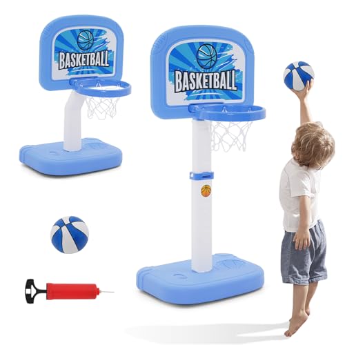 2 in 1 Kinder Basketballkorb Set, Basketballkorb Indoor für Kleinkinder Kinder, Einstellbare Poolside Hoops mit 2 Bällen und Pumpe, Outdoor Basketball Spiel für Alter 1 2 3 4 5 von Ark miido