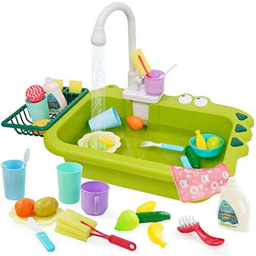 Küchenspüle Spielzeug Set mit Wasserkreislauf Geschirrspüler Küchenspielset mit fließendem Wasser Spülbecken Küchenset Utensilien Geschirrzubehör für Kinder Geschenk für Mädchen und Jungen von Ark miido