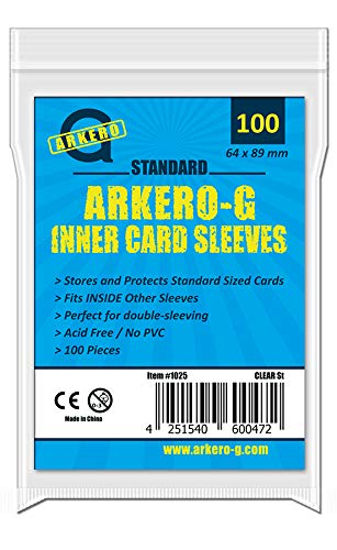 Arkero-G 100 Precise Fit Inner Sleeves 64x89mm Standard - durchsichtige Kartenhüllen speziell für Magic, Pokemon Karten von Arkero-G