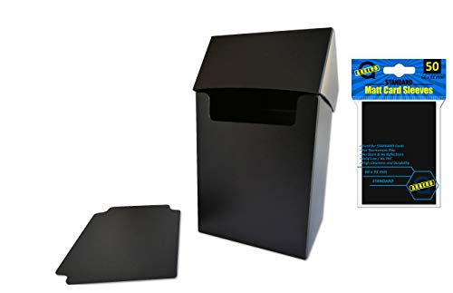 Arkero-G 80+ Deck Box & 50 Standard Matt Card Sleeves Schwarz/Black Kartenhüllen Case z.B. für MTG Magic Sammelkarten von Arkero-G