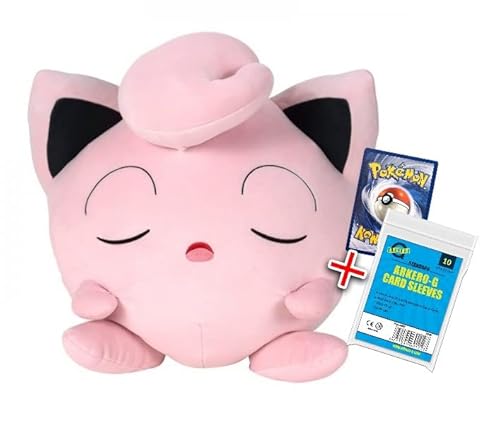 Arkero-G Kompatibel für Pokemon Plüsch-Figur Pummeluff 45cm (schlafend) Spielzeug - Kuscheltier + Pummeluff Karte Soft Sleeves von Arkero-G