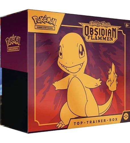 Arkero-G Pokemon Karmesin & Purpur Obsidian Flammen Glumanda SV3DE Top Trainer Box | DEUTSCH | Sammel-Karten inklusive Arkero-G 100 Soft Sleeves von Arkero-G