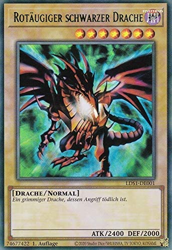 Arkero-G Yu-Gi-Oh! LDS1-DE001 - Rotäugiger Schwarzer Drache Einzelkarte - Blaue Schrift - Ultra Rare 1. Auflage - Deutsch - Boosterfrisch von Arkero-G