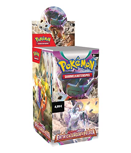 Pokemon Karmesin und Purpur Entwicklungen in Paldea 18 Booster Display | DEUTSCH | PKM Karten NEU GÜNSTIG | + Arkero-G 100 Standard Soft Sleeves Kartenhüllen von Arkero-G