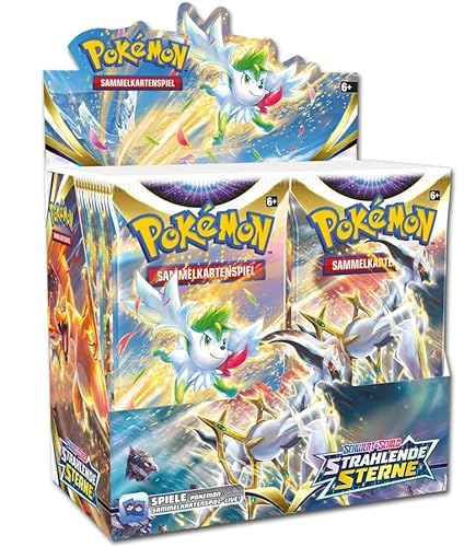 Pokemon Schwert & Schild: Strahlende Sterne Display (36 Booster) | DEUTSCH | PKM Karten NEU GÜNSTIG | + Arkero-G 100 Standard Soft Sleeves Kartenhüllen von Arkero-G