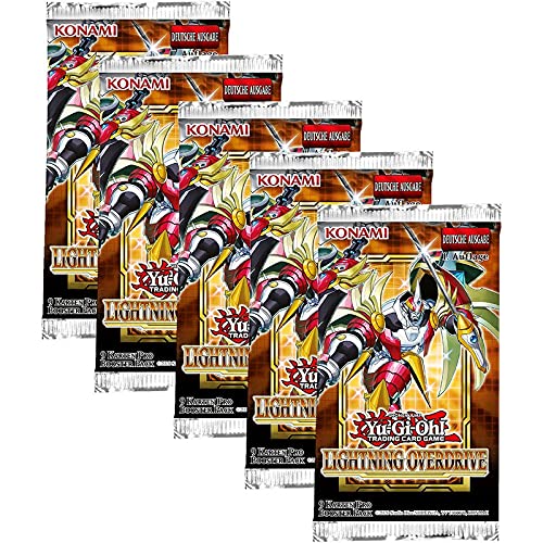 Yu-Gi-Oh! 5 Lightning Overdrive Booster Sammelkarten | DEUTSCH | NEU und OVP | + 50 Arkero-G Soft Card Sleeves von Arkero-G