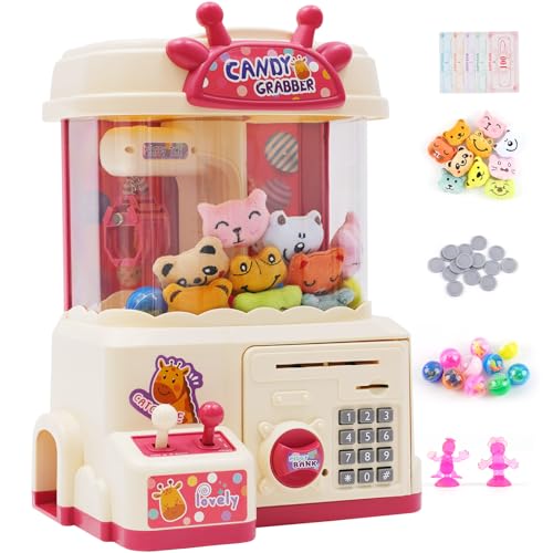Arkyomi Mini Greifmaschine Candy Doll Gachapon Grabber Süßigkeiten Greifautomat mit Münzschiebe und Greifarm Automat Stofftiere Claw Machine Kinder(Weiß) von Arkyomi