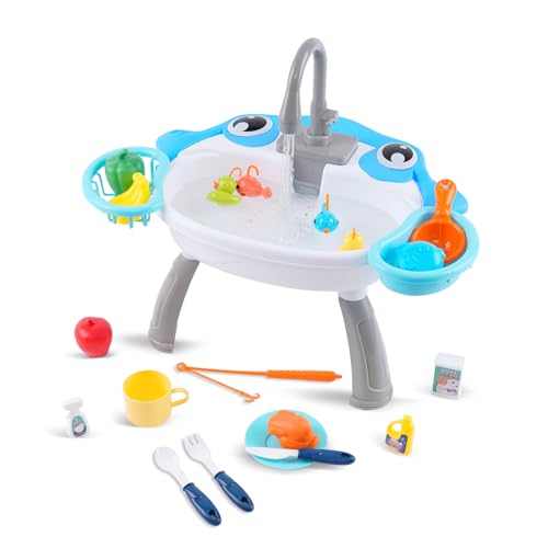 Arkyomi kinderwaschbecken spielküche Kinder waschbecken mit Wasser,geschirrspüler spülbecken Spielzeug kinderspülmaschiene mit wasserfunktion und küche zubehör von Arkyomi