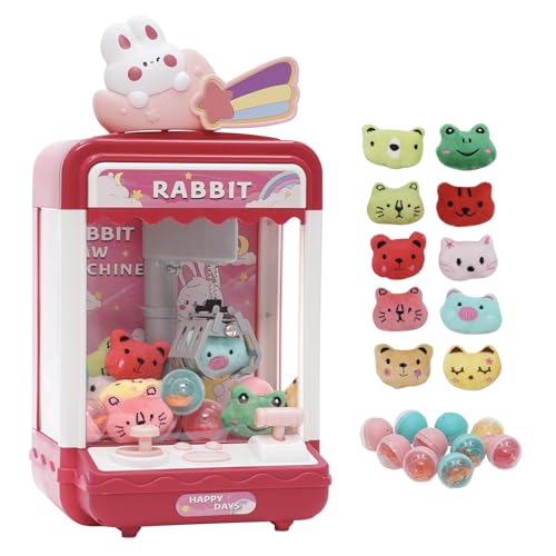 Mini Greifmaschine Candy Doll Gachapon Grabber Süßigkeiten Greifautomat mit Münzschiebe und Greifarm Automat Stofftiere Claw Machine Kinder(rosarot) von Arkyomi