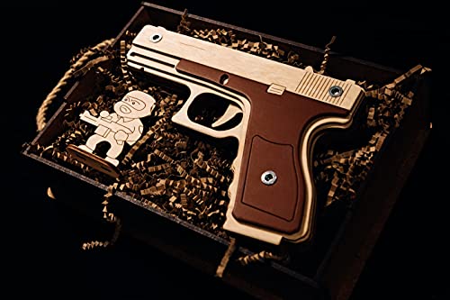 Arma Toys Glock Gummibandpistole 100% aus Holz Spielzeug für Kinder und Erwachsene von Arma Toys