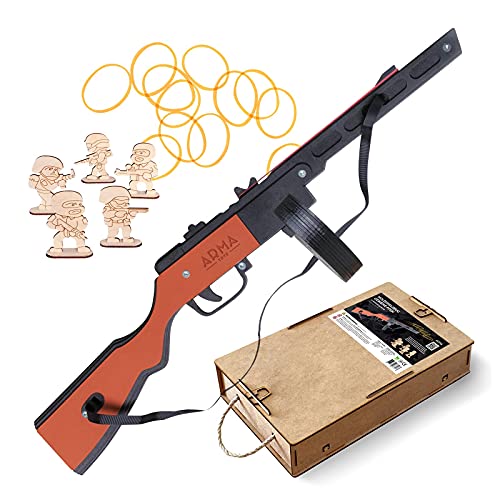 Arma Toys PPSch 41 Holzgewehr Miniaturmodell Sowjetische Maschinenpistole PPScha Spielzeug Gummiband Kinder Deko Scheibenschießen, 695 x 173 x 128 mm, (AT007K) von Arma Toys