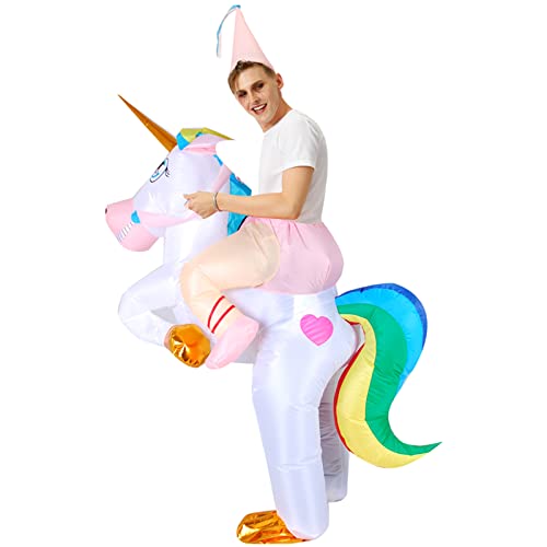 Arokibui Lustiges aufblasbares Einhorn-Kostüm, Regenbogen-Kostüm, aufblasbares Tierkostüm für Cosplay, Party, Weihnachten, Halloween, Festival, Kostüm, Unisex-Kostüm von Arokibui