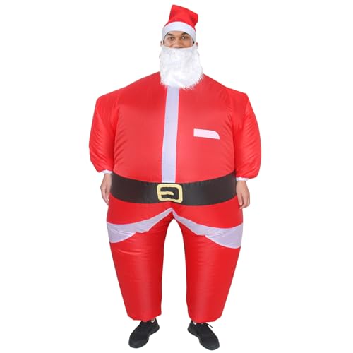 Arokibui Rotes aufblasbares Weihnachtsmann-Kostüm, aufblasbares Weihnachtsmann-Kostüm, Cosplay-Party, Halloween-Kostüm, Weihnachtsanzug, Weihnachtskostüm von Arokibui