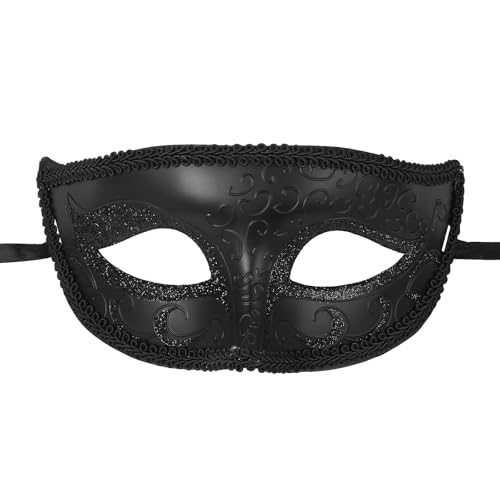 Aroncent Retro Venezianische Masquerade Maske: Herren Jazz geblümtes Maske für Karneval Halloween Ritterlich italienisch venezianische Maske als halbes Gesicht Schwarz von Aroncent