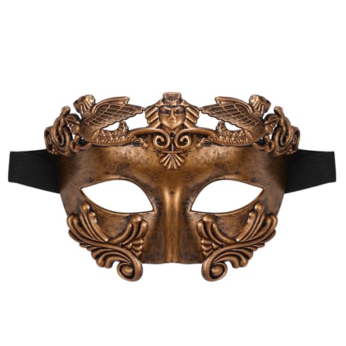 Aroncent Venezianische Masquerade Kostümmaske Herren: antiker griechisch romanischer Krieger Maske für Karneval Halloween Ritterlich italienisch venezianische Maske Bronze von Aroncent